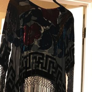 Crashed velvet over the head blouse